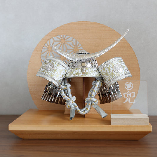 【置台兜飾り】兜飾り(弦月/白夜)・屏風・置台セット