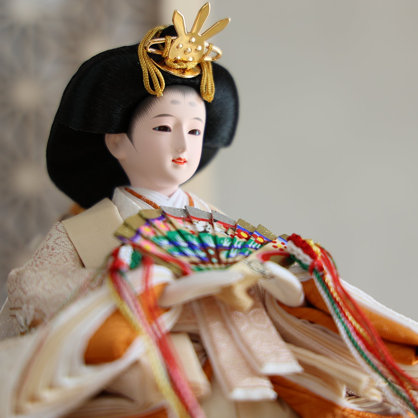 【くすみカラー×雪輪桜 刺繍雛】コンパクトdeケースに飾るひな人形♪