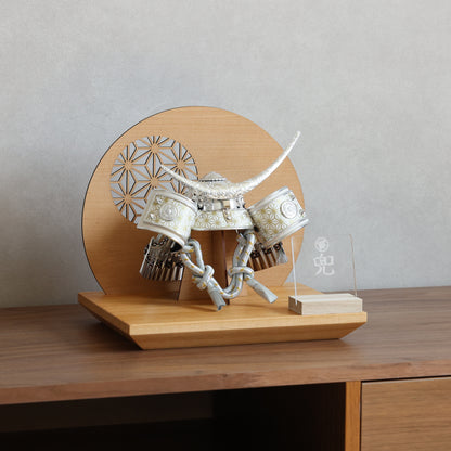 【置台兜飾り】兜飾り(弦月/白夜)・屏風・置台セット