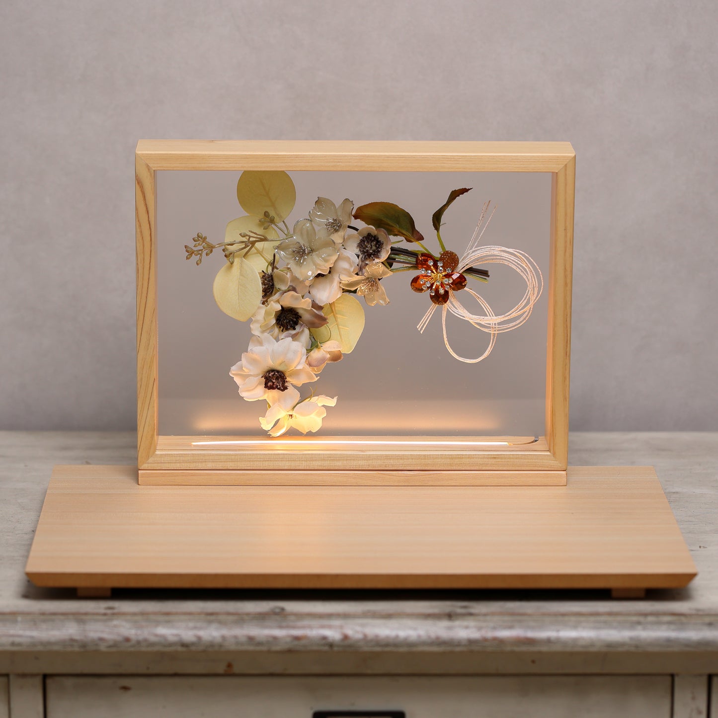 【フラワーアート×LEDライト】ウエディングひな飾りセット