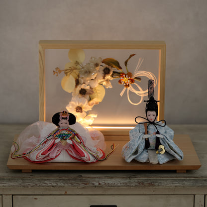 【フラワーアート×LEDライト】ウエディングひな飾りセット