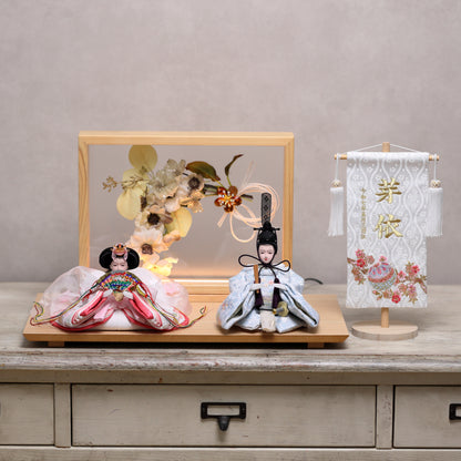 【フラワーアート×LEDライト】ウエディングひな飾りセット