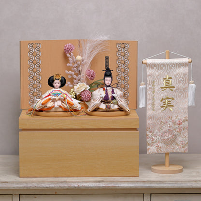 【雪輪さくら雛ｘ二極収納飾り】コンパクト収納雛飾りセット