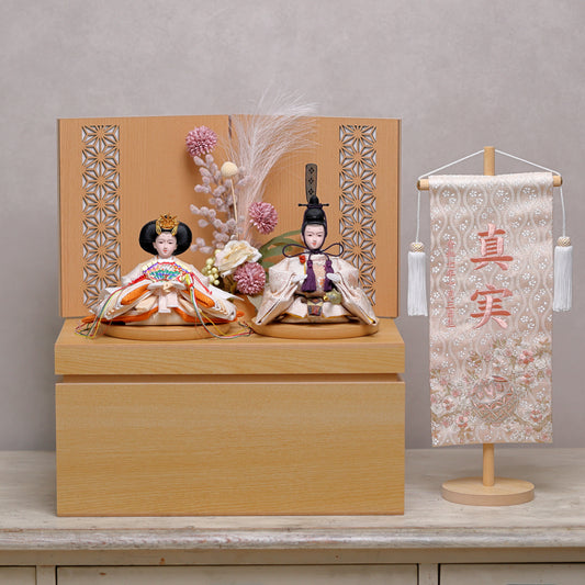 【雪輪さくら雛ｘ二極収納飾り】コンパクト収納雛飾りセット