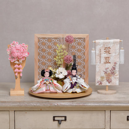 【選べる羽子板カラー】雛人形フルセット (くすみピンク羽子板)