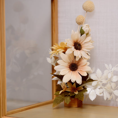 【くすみカラー×手刺繍風 麻柄刺繍雛】コンパクトdeケースに飾るひな人形♪