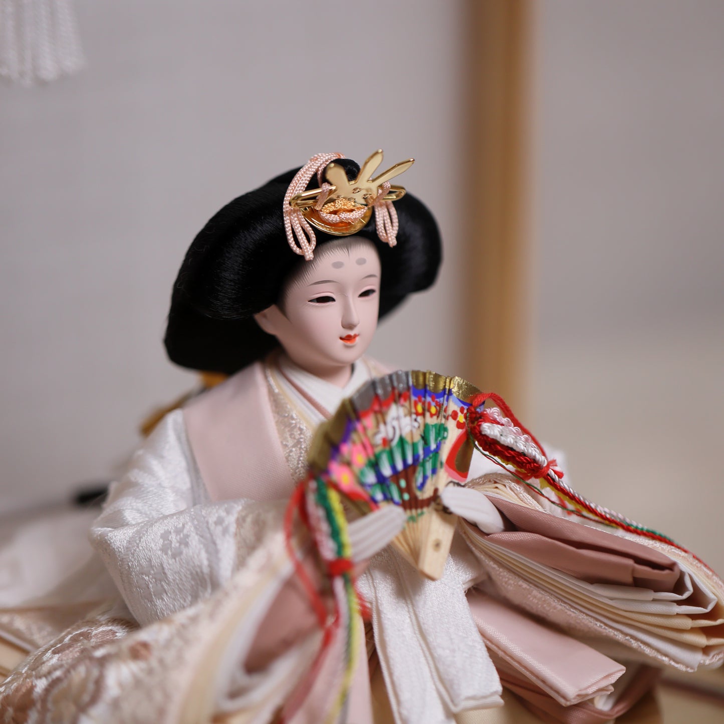 【くすみカラー×手刺繍風 麻柄刺繍雛】コンパクトdeケースに飾るひな人形♪