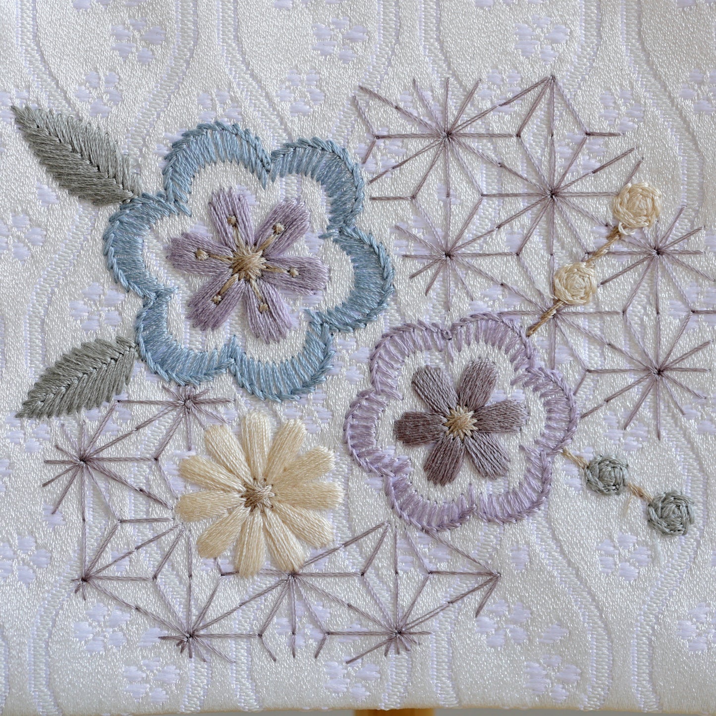 素材美を生かした ナチュラル名前旗 麻柄ブルー (大)　スタンドセット