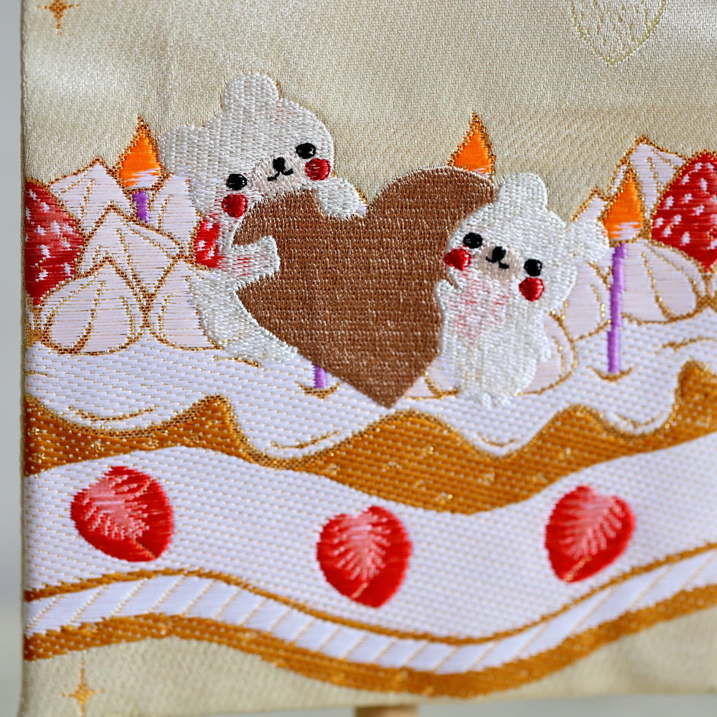 クマとケーキ 可愛いイチゴの名前旗 (大)　スタンドセット