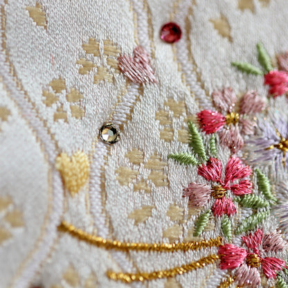 【選べる２色】スワロを使ったリボンと花環の名前旗 (大)　スタンドセット