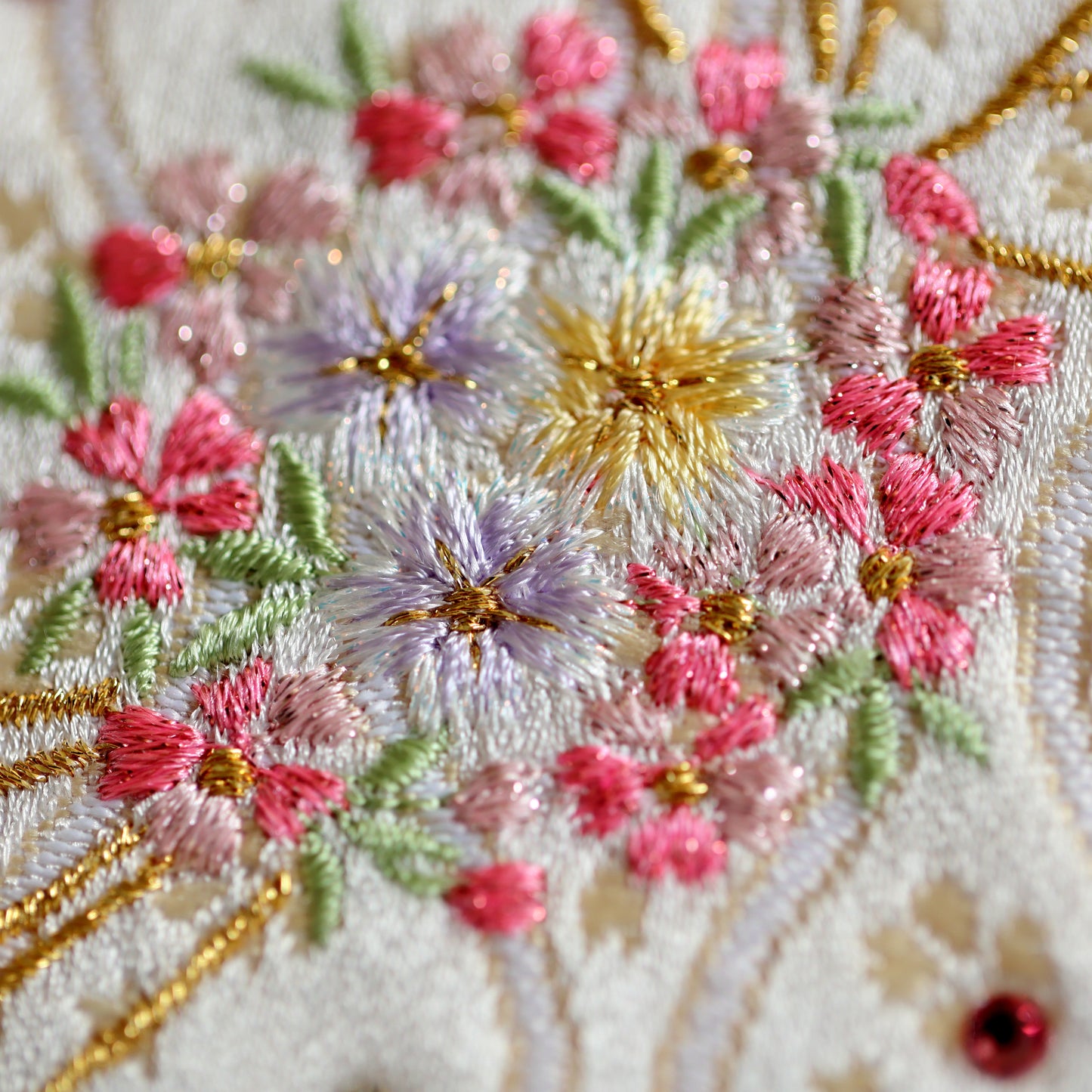 【選べる２色】スワロを使ったリボンと花環の名前旗 (大)　スタンドセット