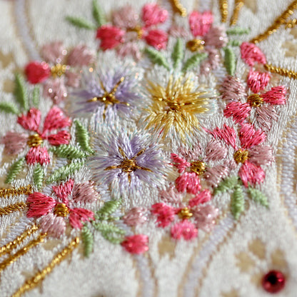 【選べる２色】スワロを使ったリボンと花環の名前旗 (大)　スタンドセット