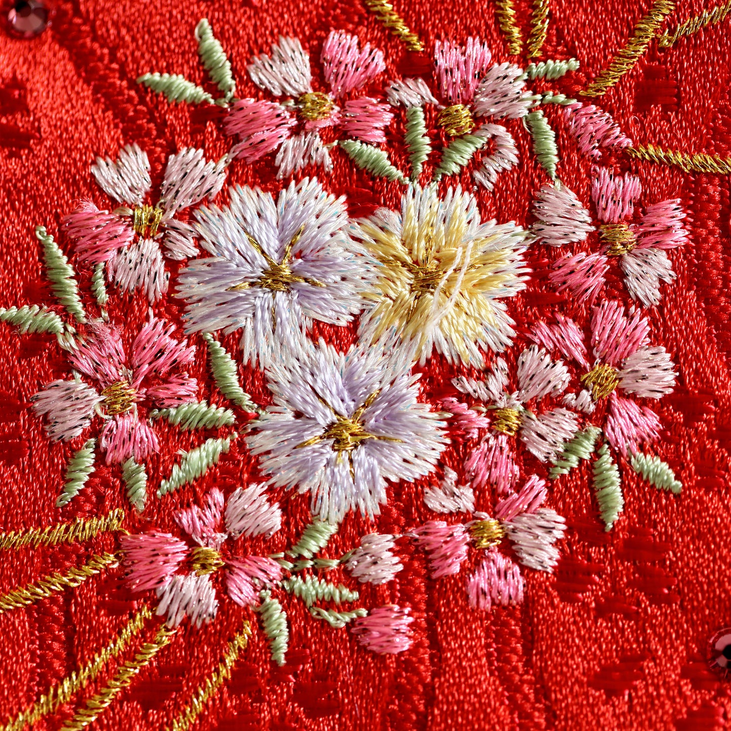 【選べる２色】スワロを使ったリボンと花環の名前旗 (大)　スタンドセット