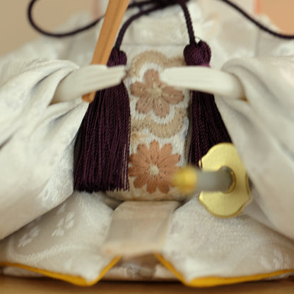 【フラワーアート×LEDライト】くすみカラー×手刺繍風 麻柄刺繍 ひな飾りセット