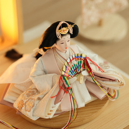 【フラワーアート×LEDライト】くすみカラー×手刺繍風 麻柄刺繍 ひな飾りセット