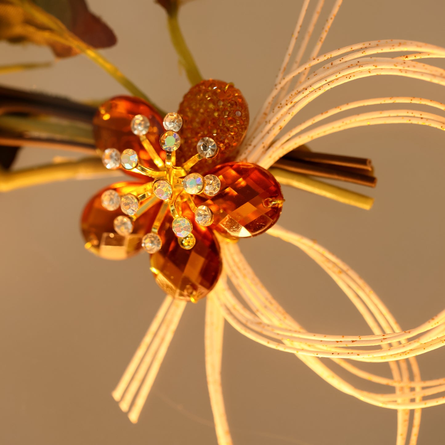 【フラワーアート×LEDライト】くすみカラー×手刺繍風 麻柄刺繍 ひな飾りセット