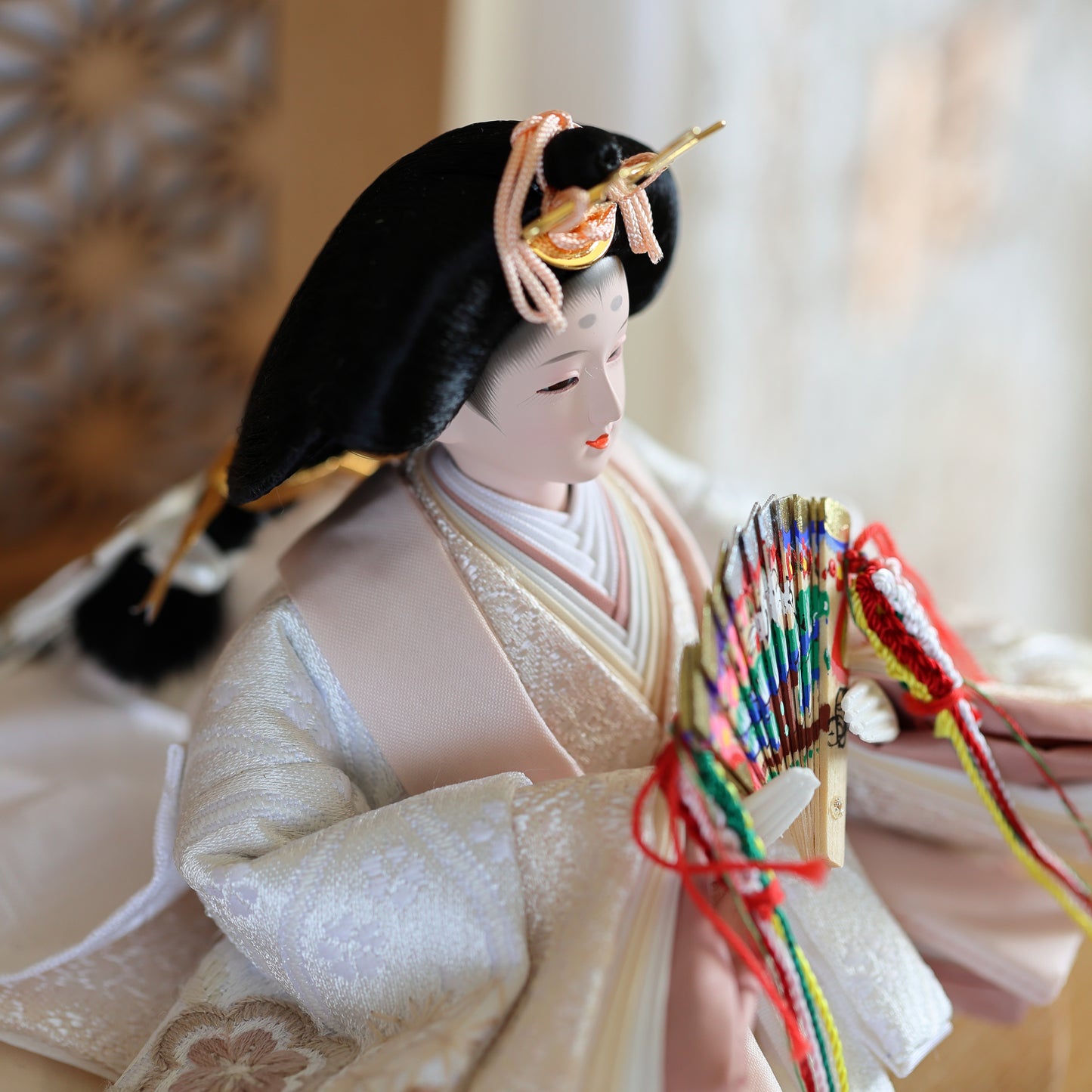 【春色くすみ雛ｘ二極収納飾り】コンパクト収納雛飾りセット