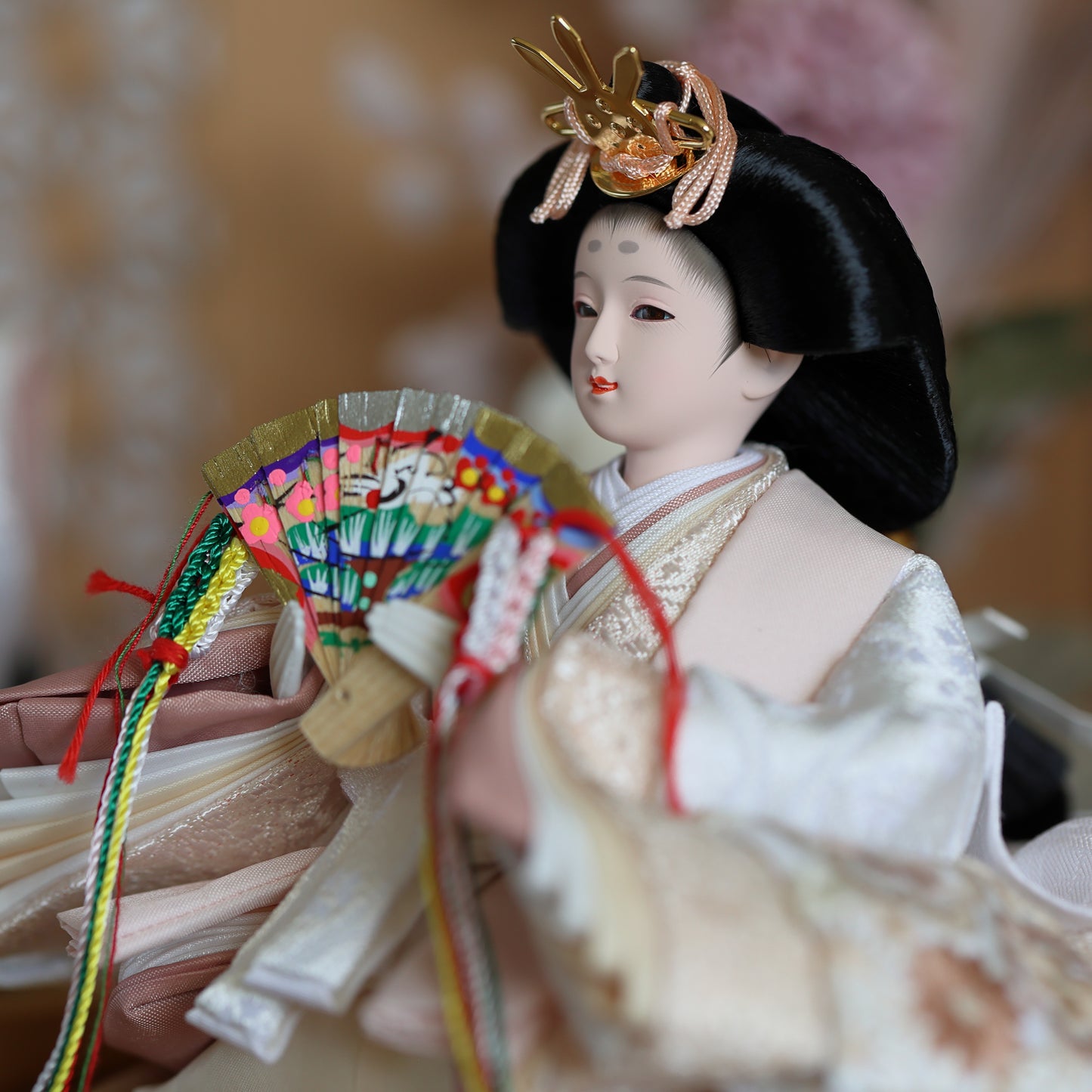 【春色くすみ雛ｘ二極収納飾り】コンパクト収納雛飾りセット