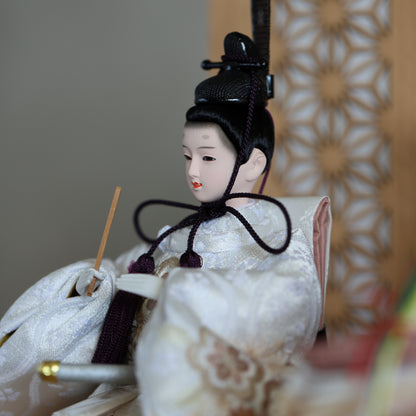 【春色くすみ雛ｘ二極収納飾り】コンパクト収納雛飾りセット