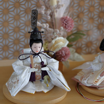 【春色くすみ雛ｘ透け感組子風屏風】コンパクト収納雛飾りセット