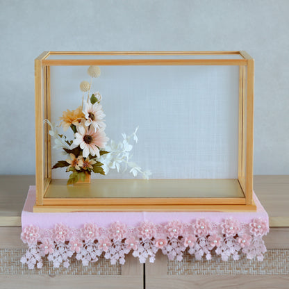 【くすみカラー×雪輪桜 刺繍雛】コンパクトdeケースに飾るひな人形♪