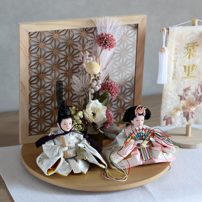 【選べる名前旗】お雛様とお名前旗のコンパクトお雛様セット♪