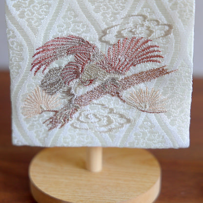 【新作】松鷹ホワイト 金襴名前旗 (中)　スタンドセット