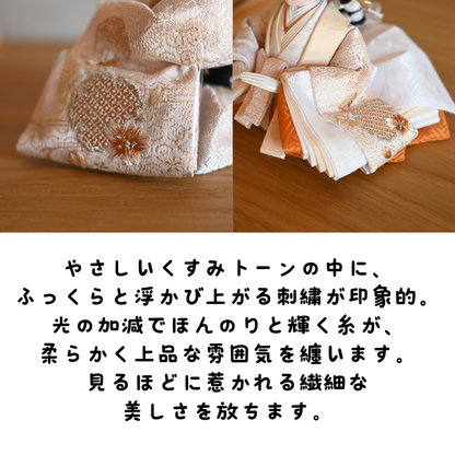 【雪輪さくら雛ｘ二極収納飾り】コンパクト収納雛飾りセット