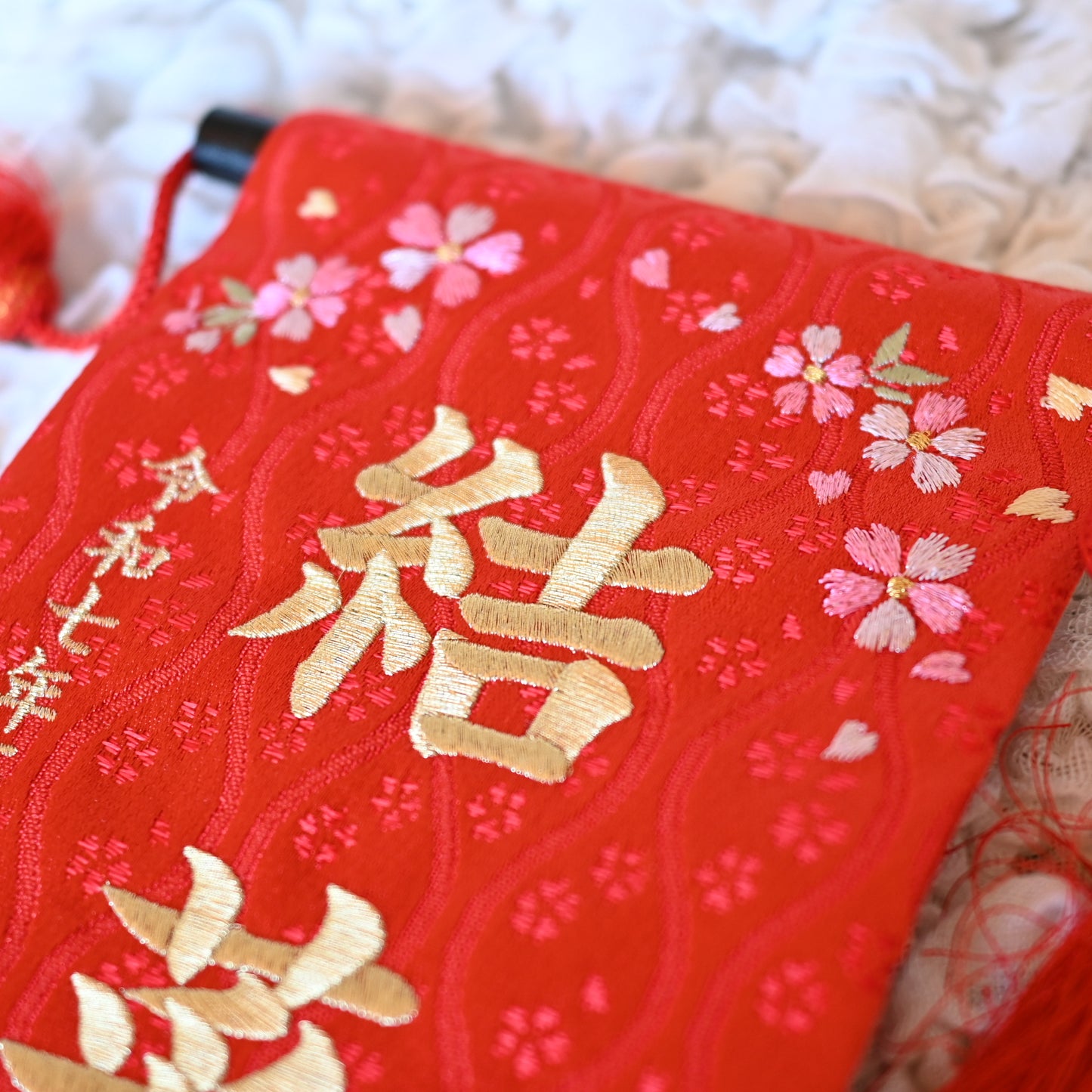 【選べる２色】スワロを使ったリボンと花環の名前旗 (大)　スタンドセット