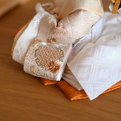 【くすみカラー×雪輪桜 刺繍雛】コンパクトdeケースに飾るひな人形♪