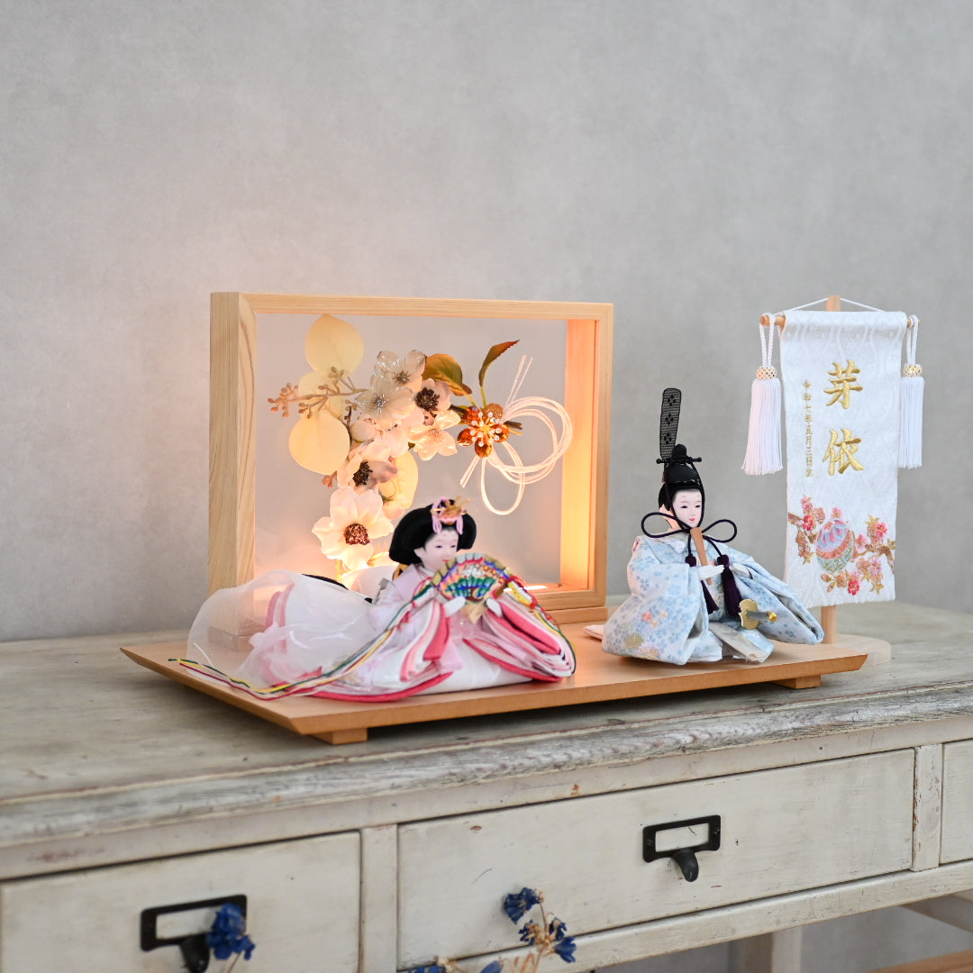 【フラワーアート×LEDライト】ウエディングひな飾りセット