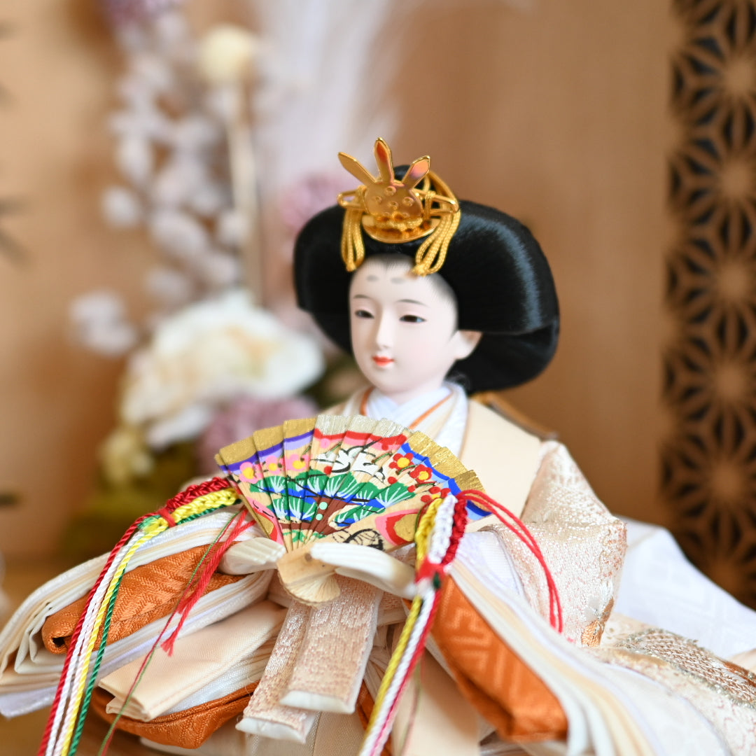 【雪輪さくら雛ｘ二極収納飾り】コンパクト収納雛飾りセット