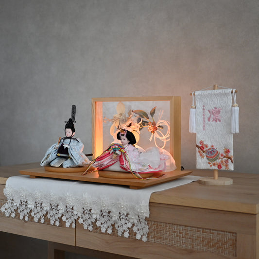 【フラワーアート×LEDライト】ウエディングひな飾りセット