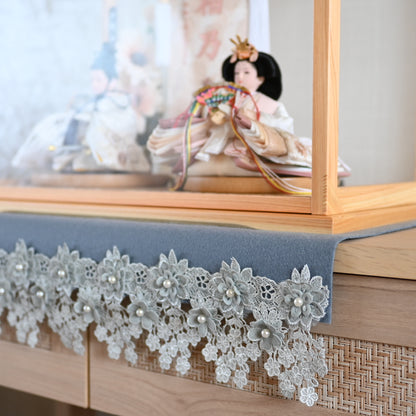 【くすみカラー×手刺繍風 麻柄刺繍雛】コンパクトdeケースに飾るひな人形♪