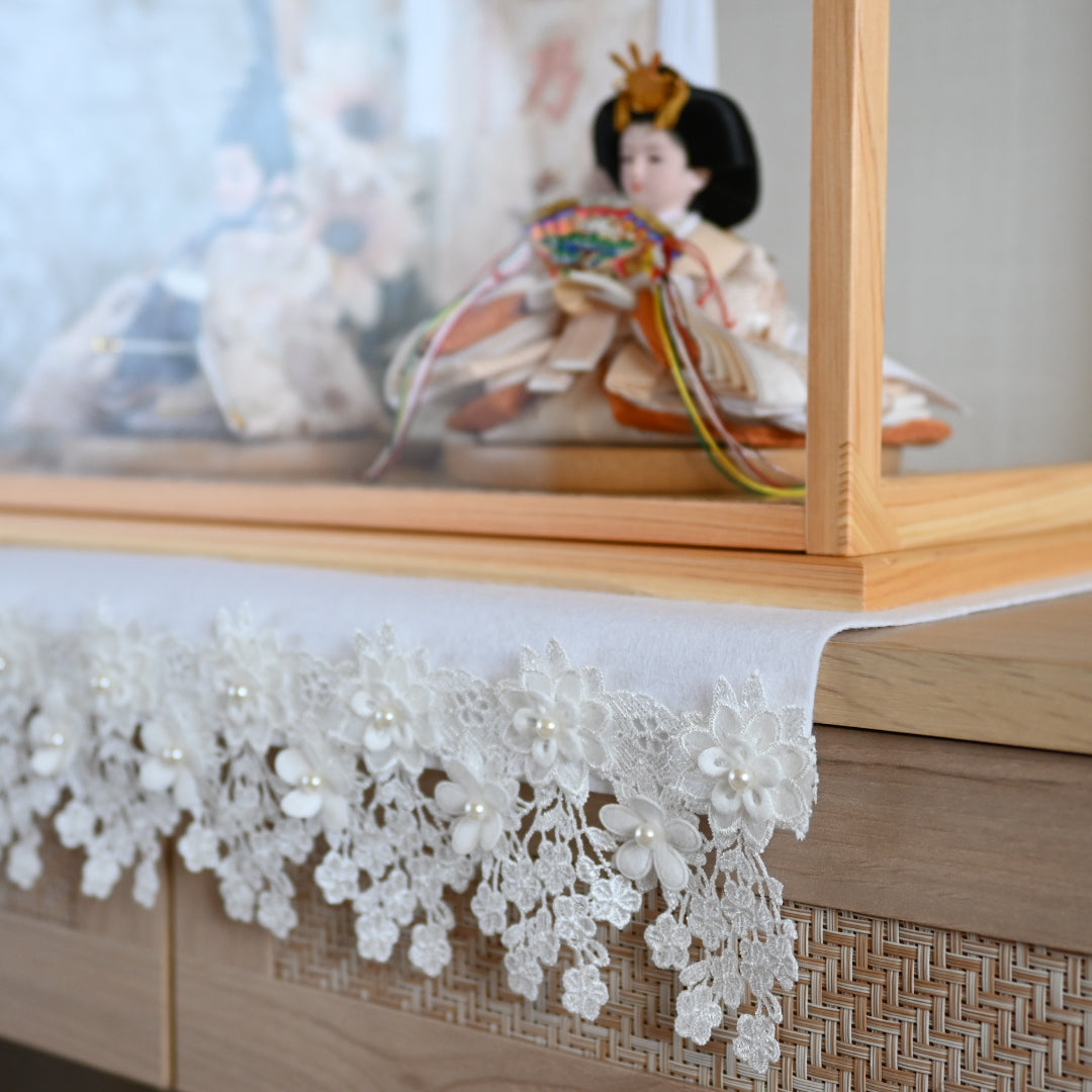 【くすみカラー×雪輪桜 刺繍雛】コンパクトdeケースに飾るひな人形♪