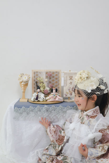 【選べる羽子板カラー】雛人形フルセット (グレージュ羽子板)