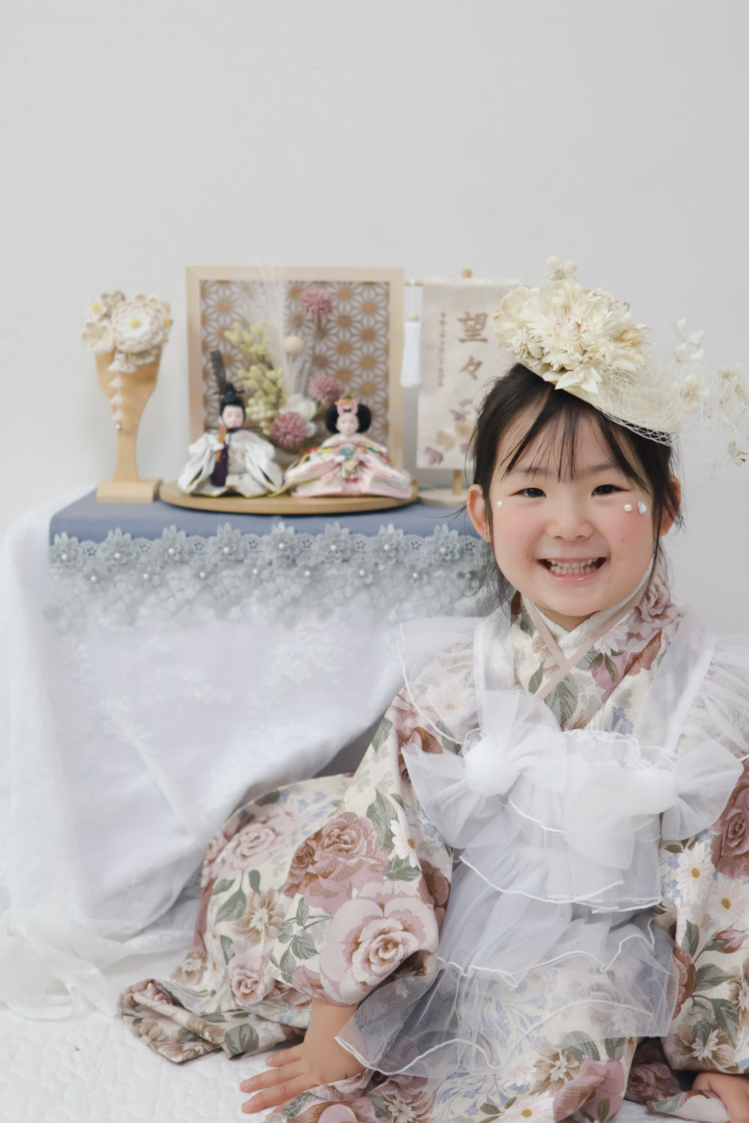 【選べる羽子板カラー】雛人形フルセット (グレージュ羽子板)