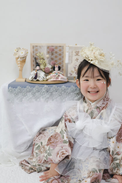 【選べる羽子板カラー】雛人形フルセット (グレージュ羽子板)