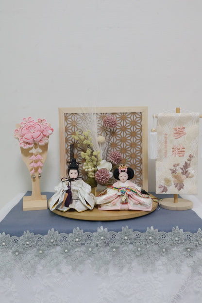 【選べる羽子板カラー】雛人形フルセット (グレージュ羽子板)