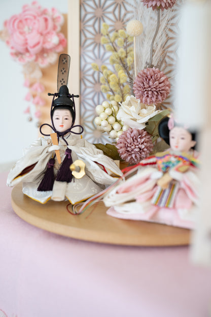 【選べる羽子板カラー】雛人形フルセット (グレージュ羽子板)