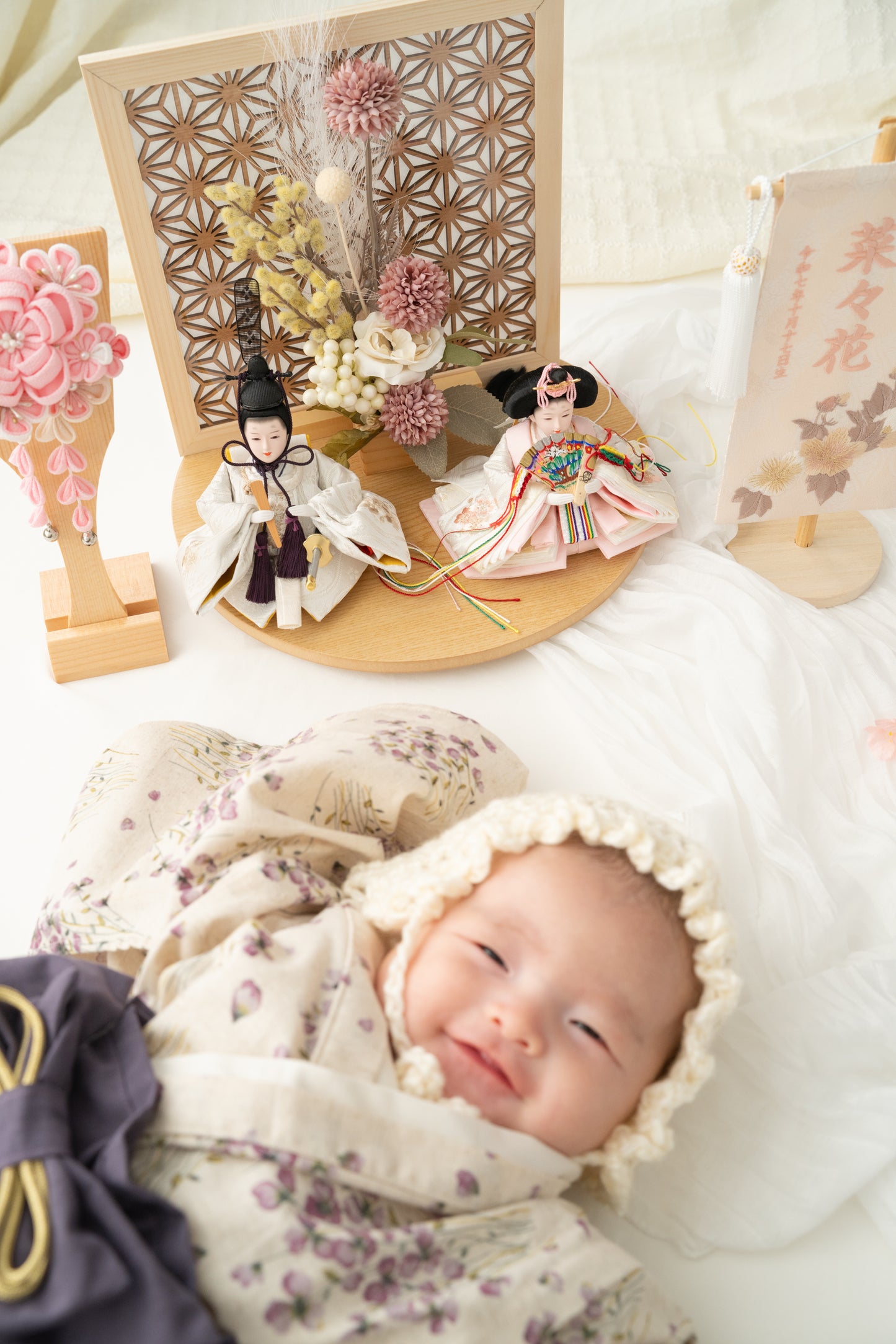 【選べる羽子板カラー】雛人形フルセット (グレージュ羽子板)