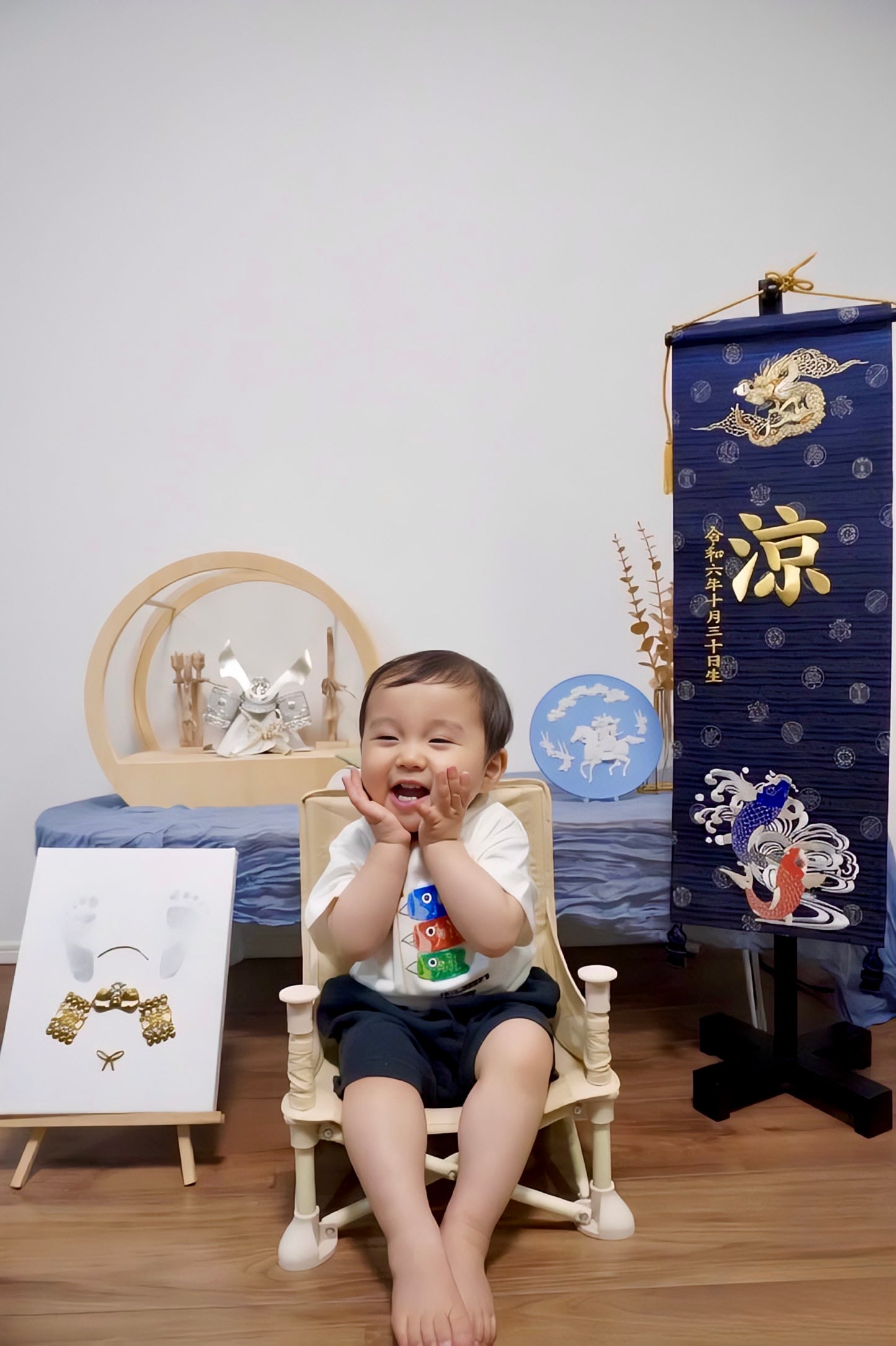 【限定販売】超特大サイズお名前旗 龍鯉 (全高92cm)　スタンドセット