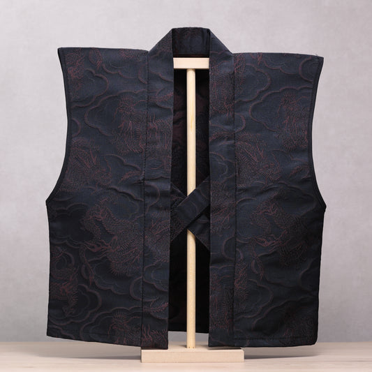 【初節句のお祝い着】 京都金襴 龍柄ブラック（龍地紋） 陣羽織