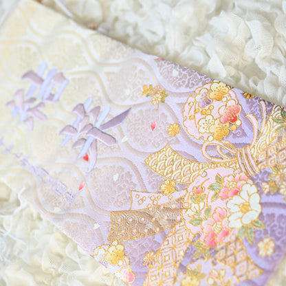 熨斗雪輪柄 金襴名前旗 (大)　スタンドセット