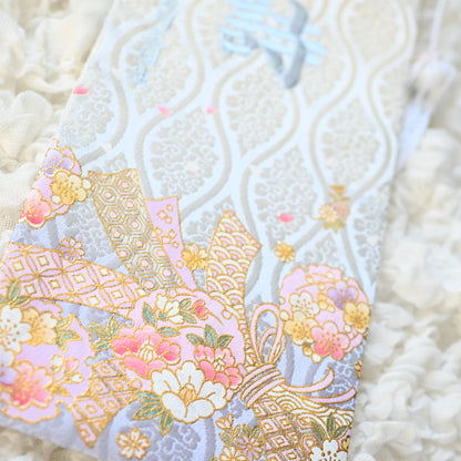 熨斗雪輪柄 金襴名前旗 (大)　スタンドセット